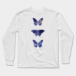 Butterflies Navy and Blush Pink Stone Long Sleeve T-Shirt